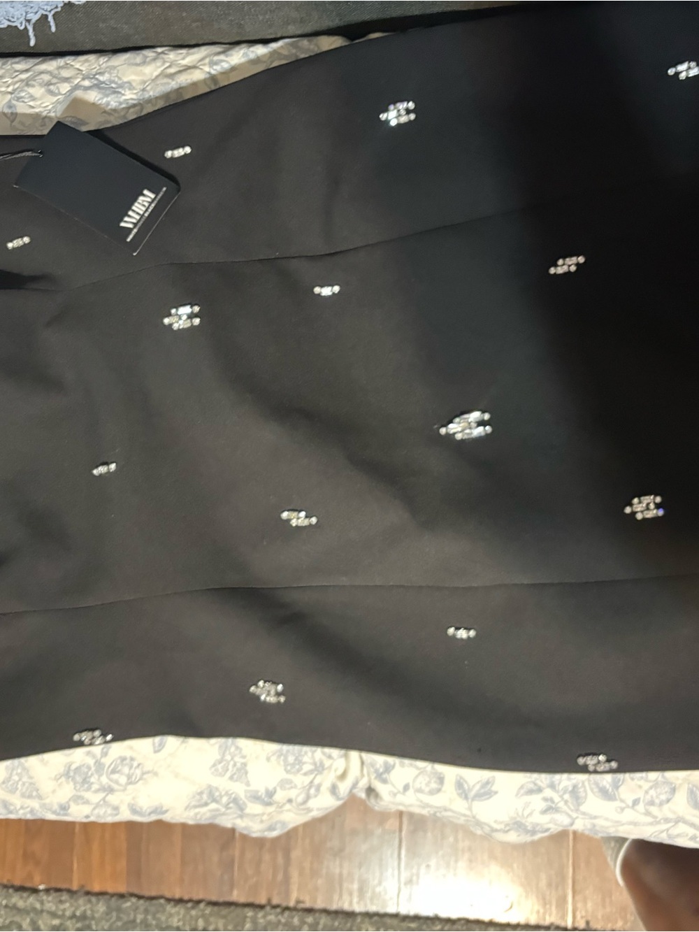 Aidan Mattox Black Pencil Skirt with Crystal Accents